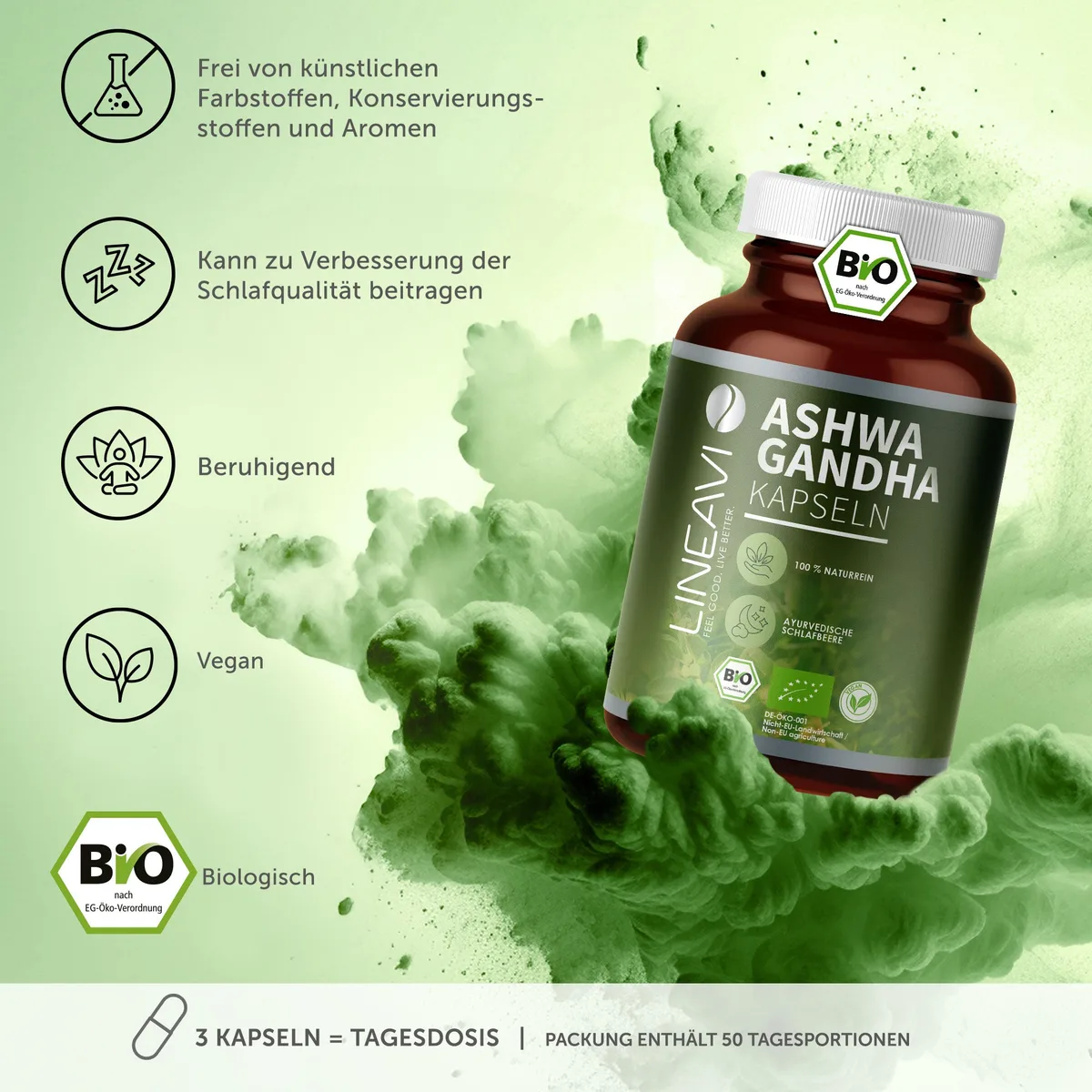 Ashwagandha Kapseln bio (150 Kapseln) – Bild 5