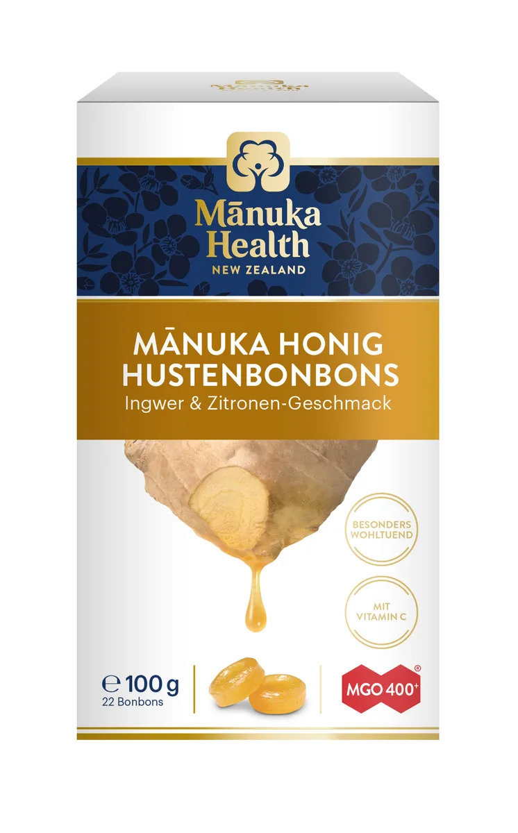 Manuka MGO 400+ Hustenbonbons (100g) Ingwer-Zitrone – Bild 5