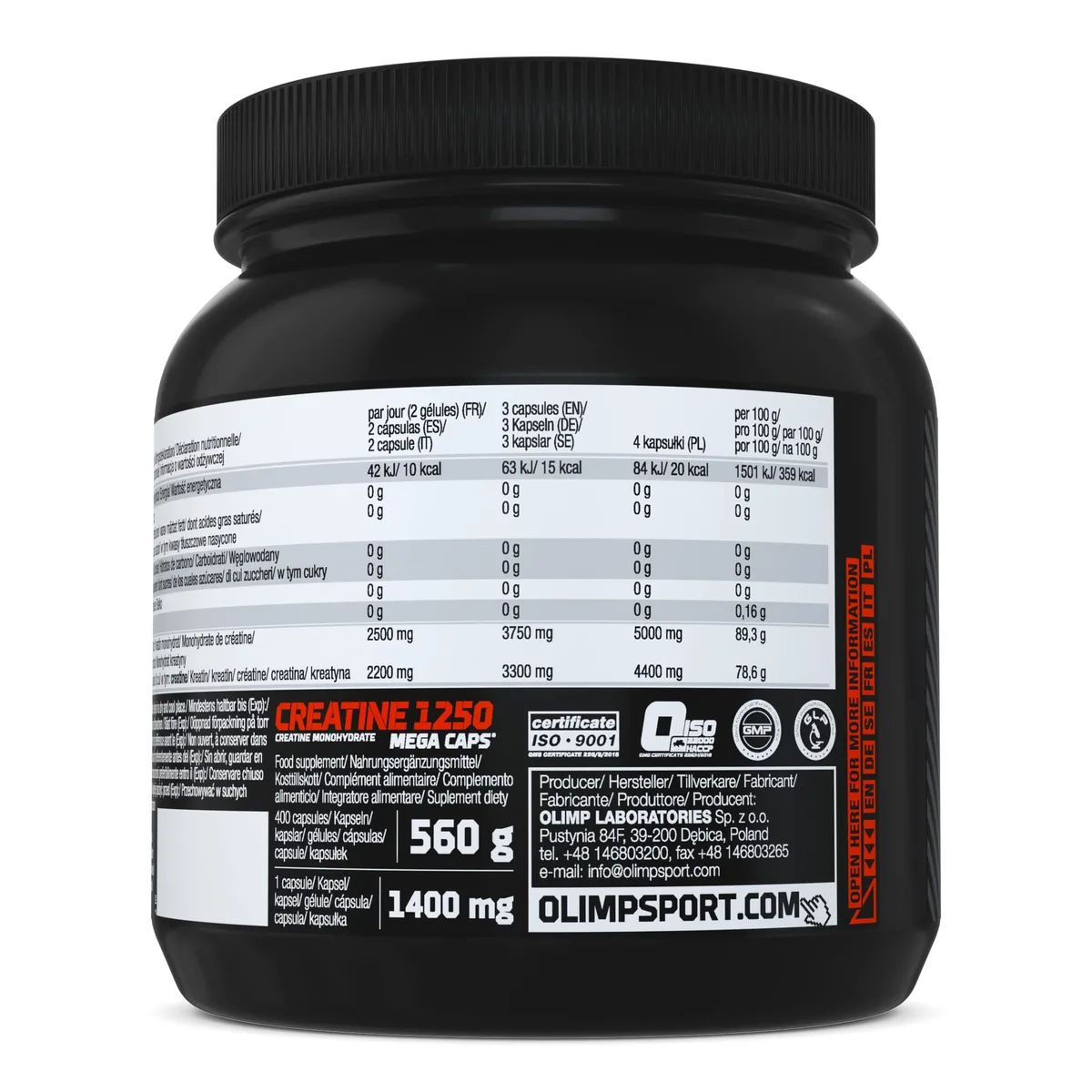 Olimp Creatine 1250 Mega Caps - 400 Kapseln – Bild 3