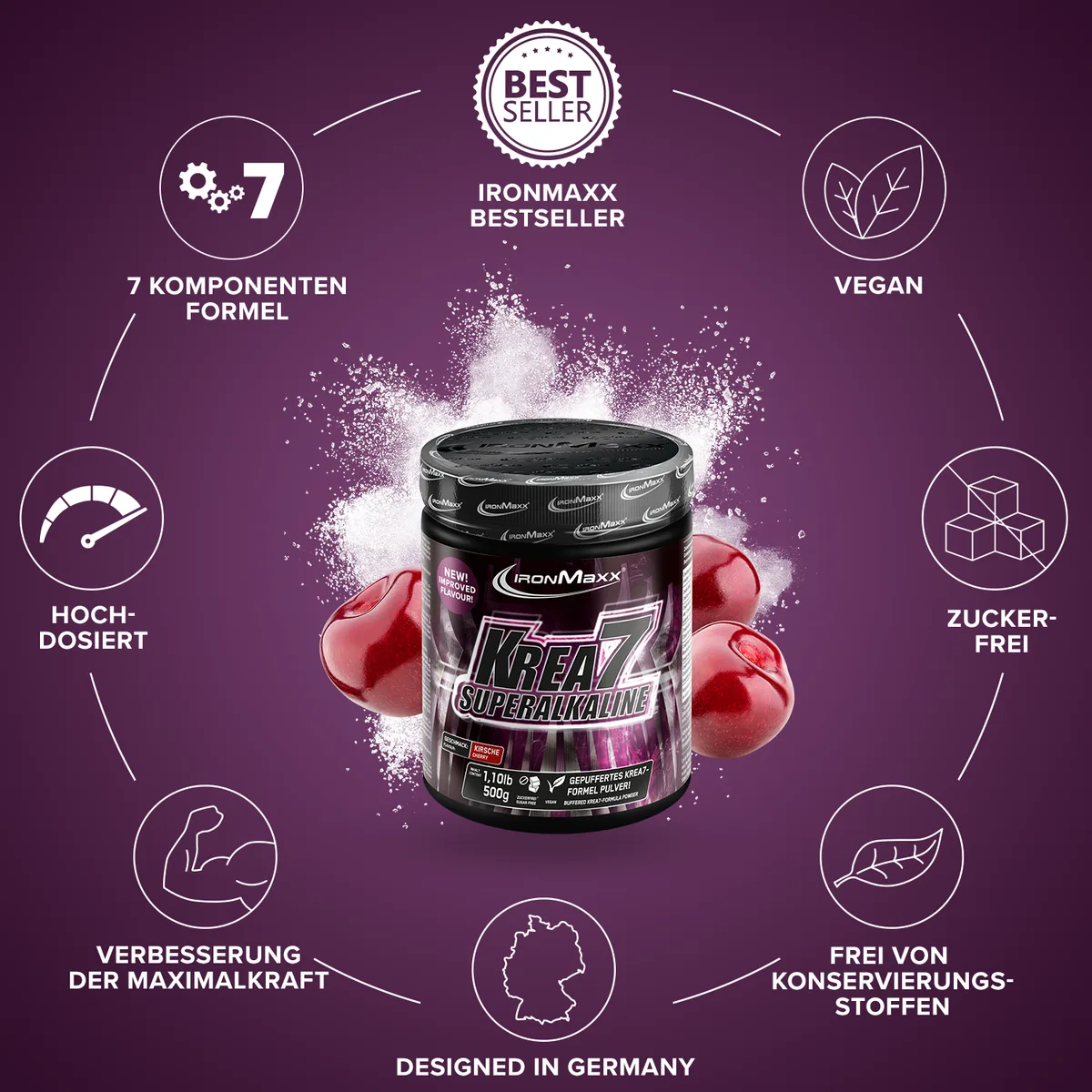 Krea7 Superalkaline Powder (500g) - Kirsche – Bild 5
