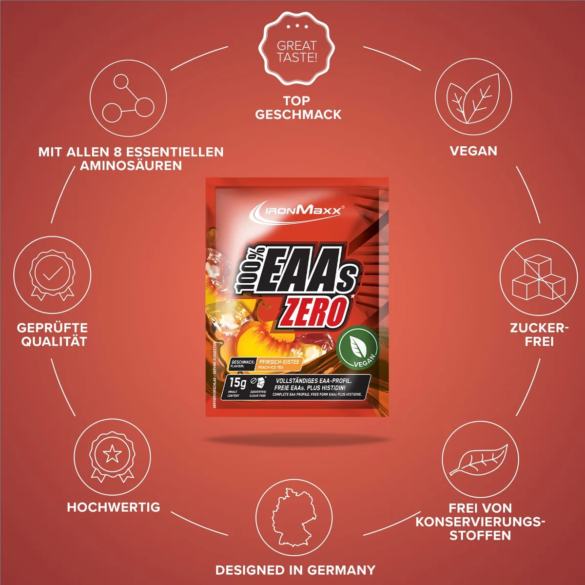 100% EAAs Zero (15g) - Peach Ice Tea – Bild 5