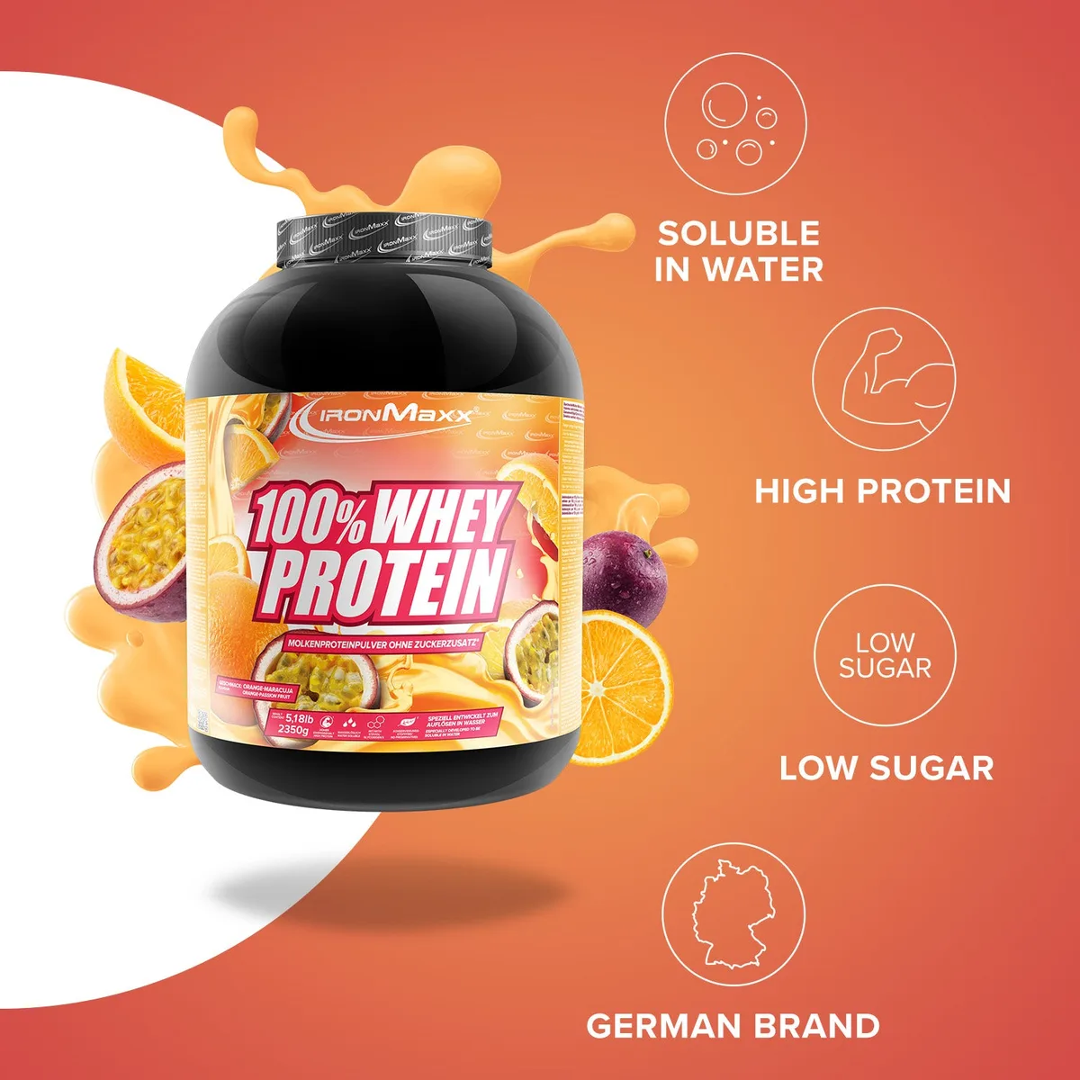 100% Whey Protein (2350g) - Orange Maracuja – Bild 7
