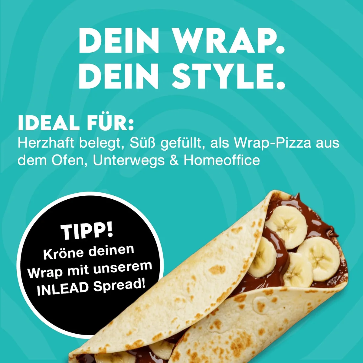 INLEAD - High Protein Wraps | Proteinreiche Tortillas | 6 Eiweißreiche Weizentortillas mit 21g Eiweiß pro 100g & weniger Kohlenhydraten - 6x 62g (372g) – Bild 4