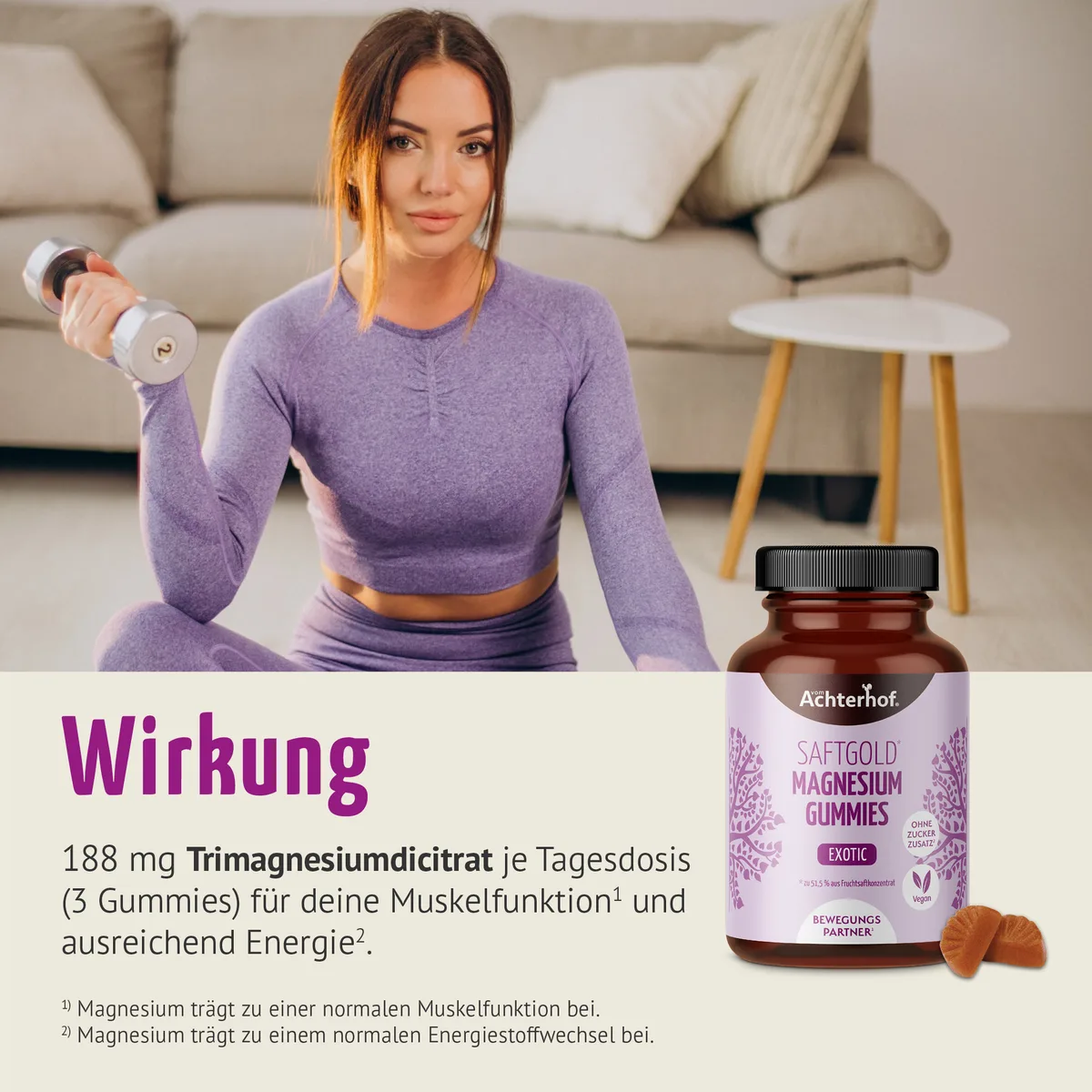 Saftgold Magnesium Gummies Exotische Früchte (60 Stück) – Bild 4