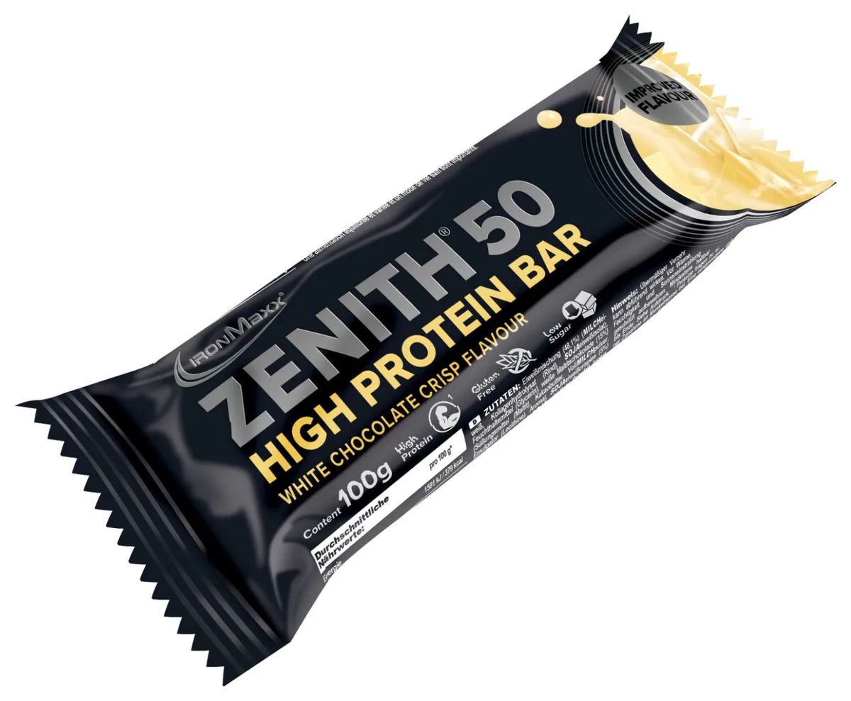 ZENITH® 50 Protein Riegel (12x100g) - Weiße Schokolade Crisp – Bild 2