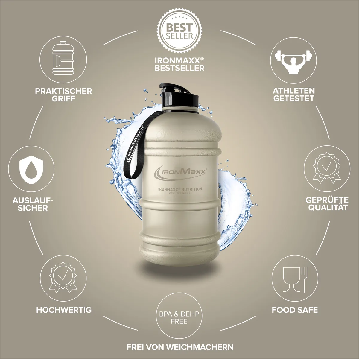 Water Gallon (2200ml) - Matt Transparent Frosted Sandstone Beige – Bild 6