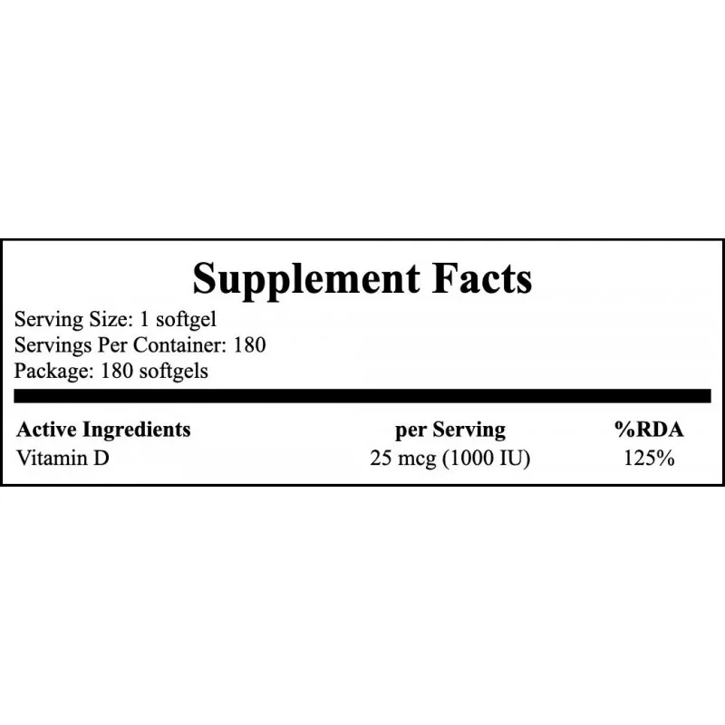 NOW Foods High Potency Vitamin D3 180 Kapseln – Bild 2