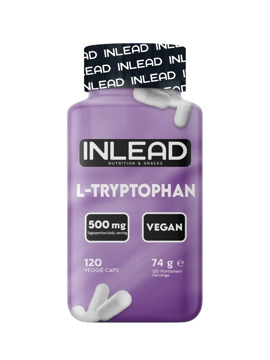 INLEAD - L-Tryptophan Caps | Essentielle Aminosäure für bewusste Ernährung & aktiven Alltag | 500mg pro Kapsel | Vegane Kapseln - 120 Kapseln