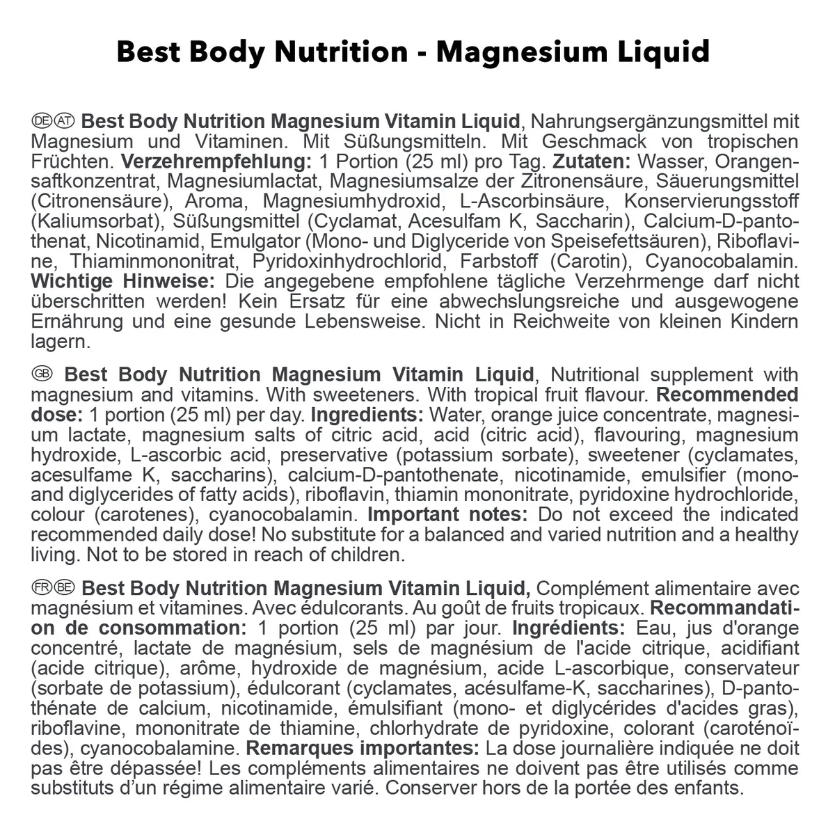 Magnesium Vitamin Liquid (500ml) – Bild 2