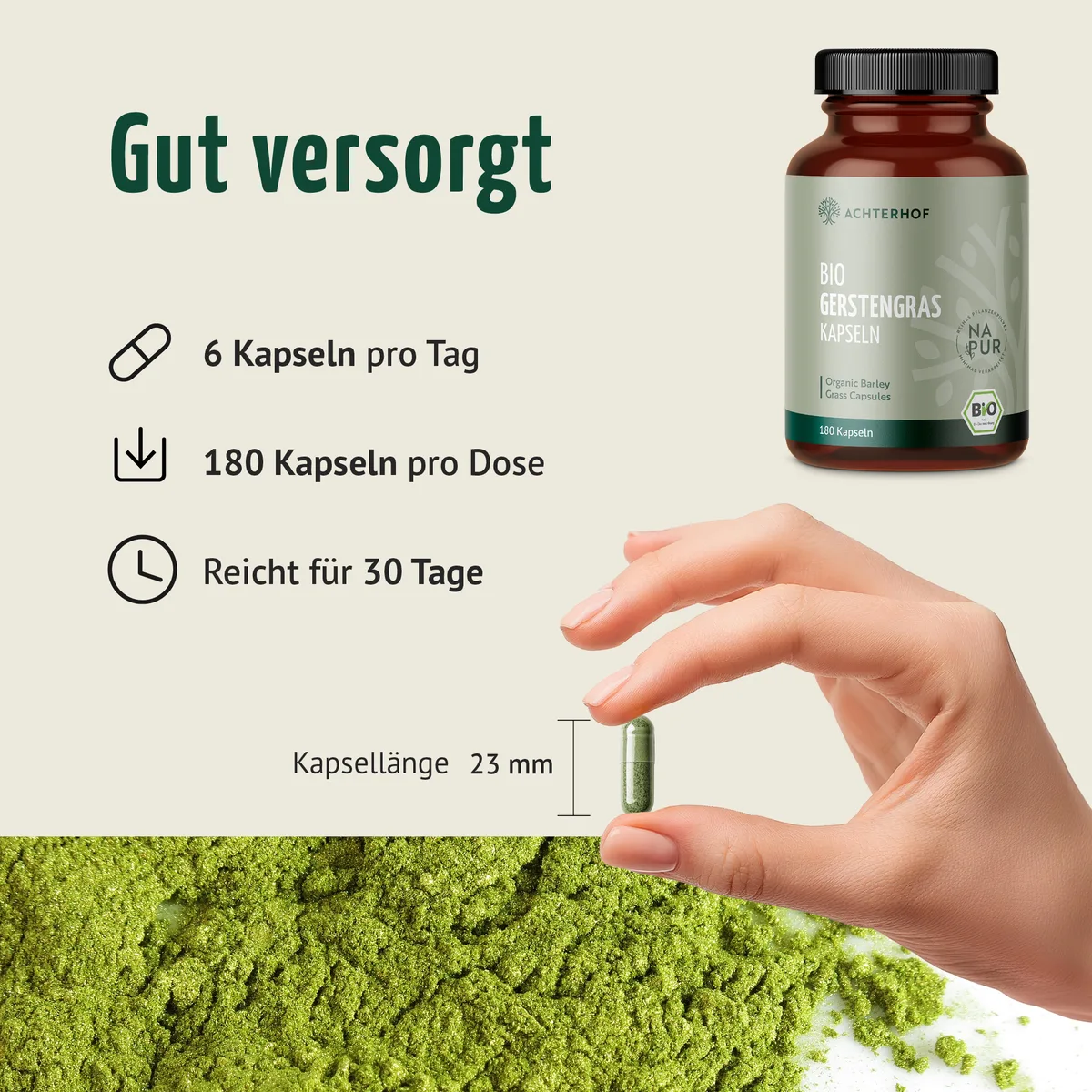 Bio Gerstengras Kapseln (180 Kapseln) – Bild 5