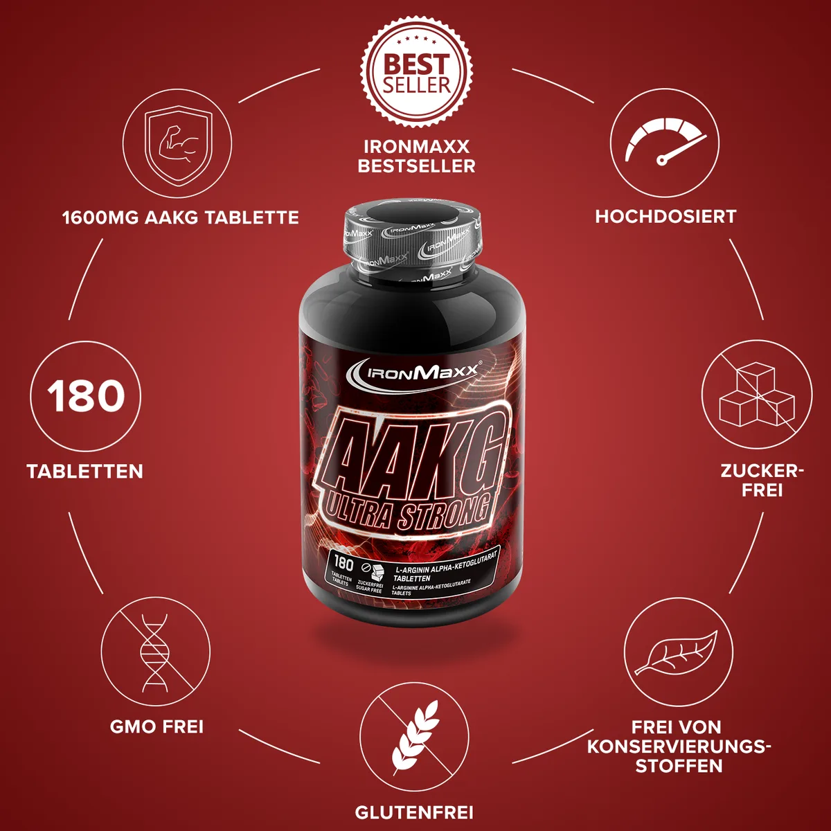 AAKG Ultra Strong - 180 Tabletten à 1600 mg – Bild 5