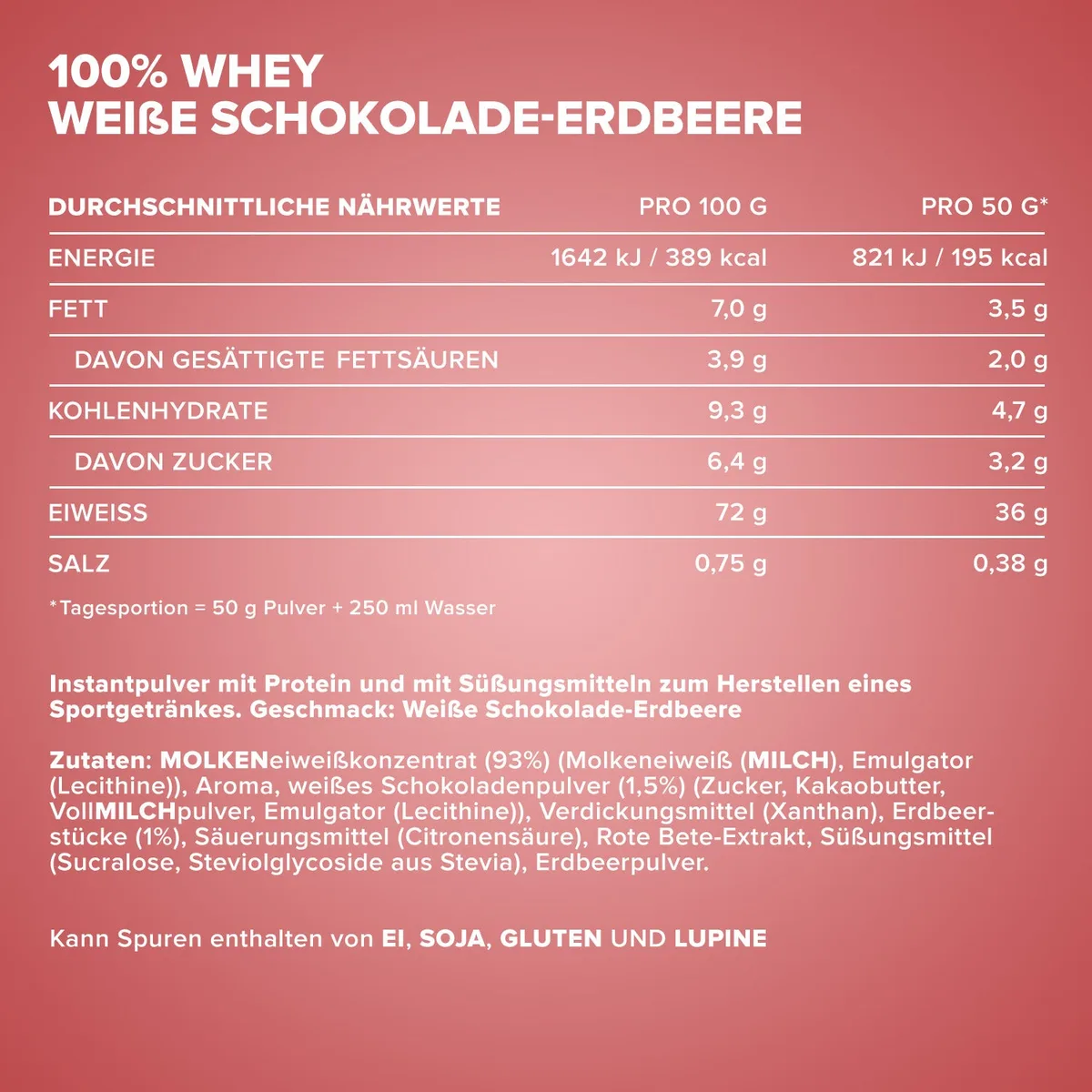 100% Whey Protein (2350g) - Weiße Schokolade-Erdbeere – Bild 4