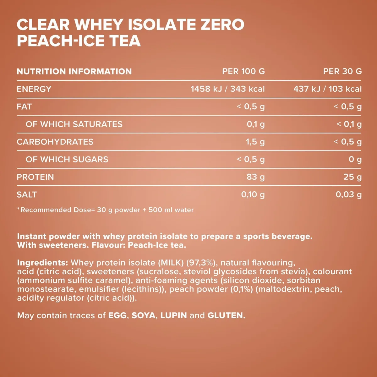 Clear Whey Isolate ZERO (400g) - Peach IceTea – Bild 4