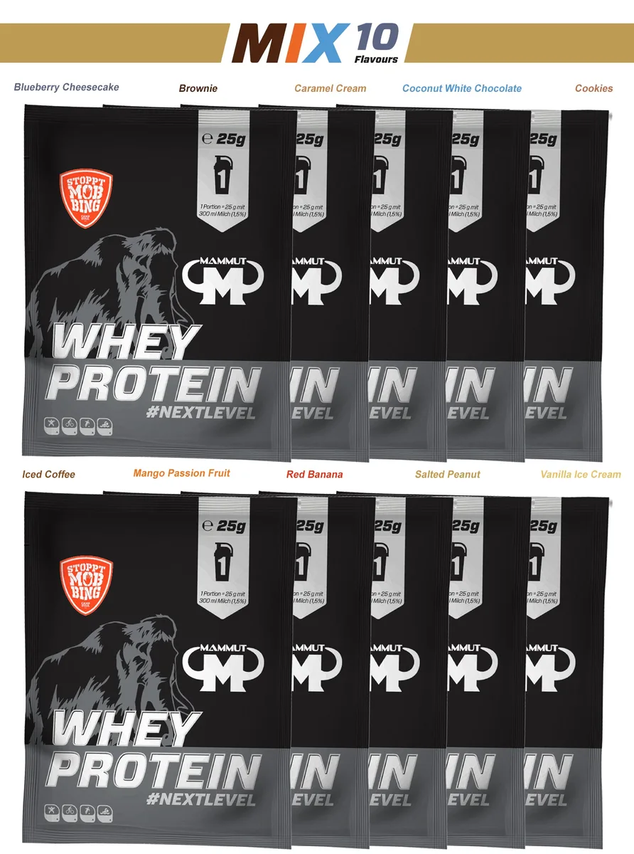Whey Protein Mixed Beutel - 10 Geschmacksrichtungen (10x25g) – Bild 2