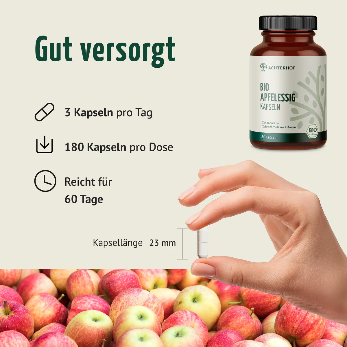 Bio Apfelessig Kapseln (180 Kapseln) – Bild 4