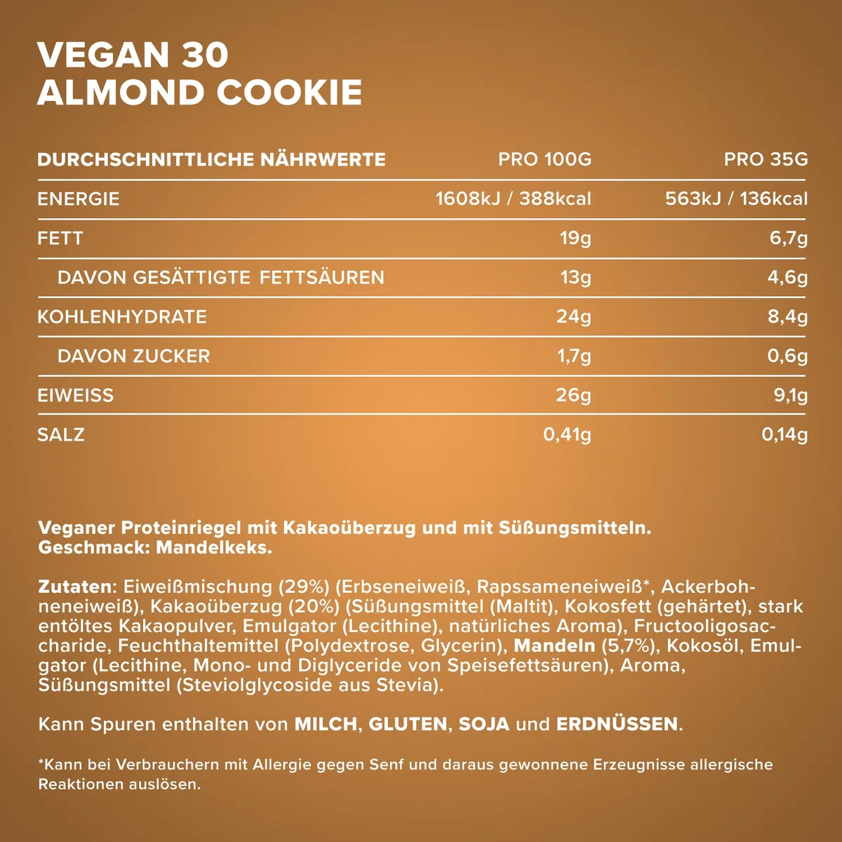 Vegan 30 Protein Riegel (35g) - Almond Cookie – Bild 4