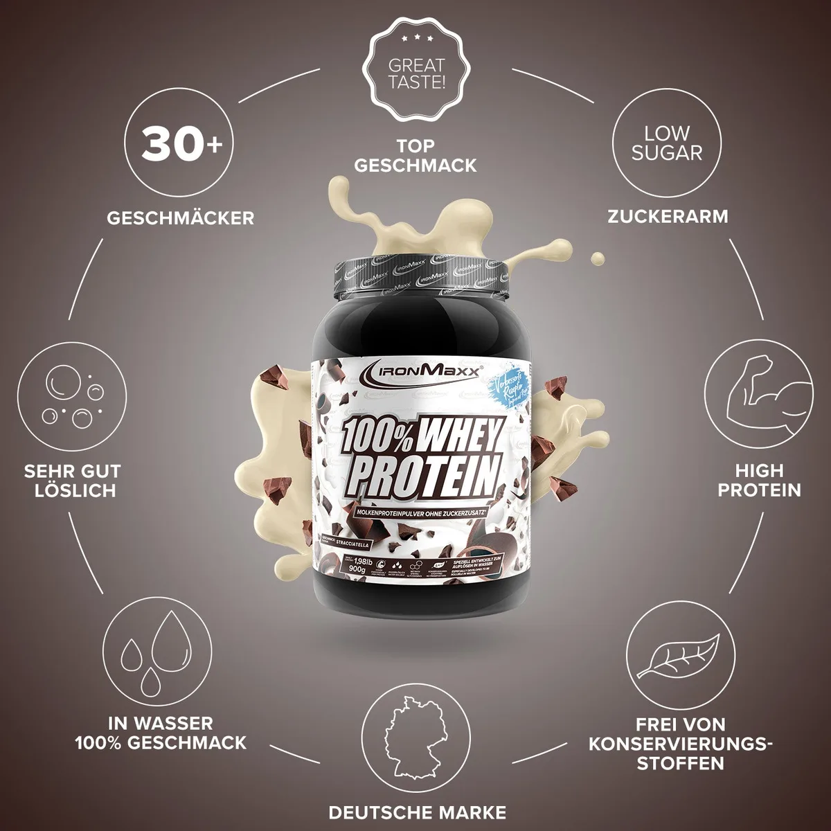 100% Whey Protein (900g) - Stracciatella – Bild 5