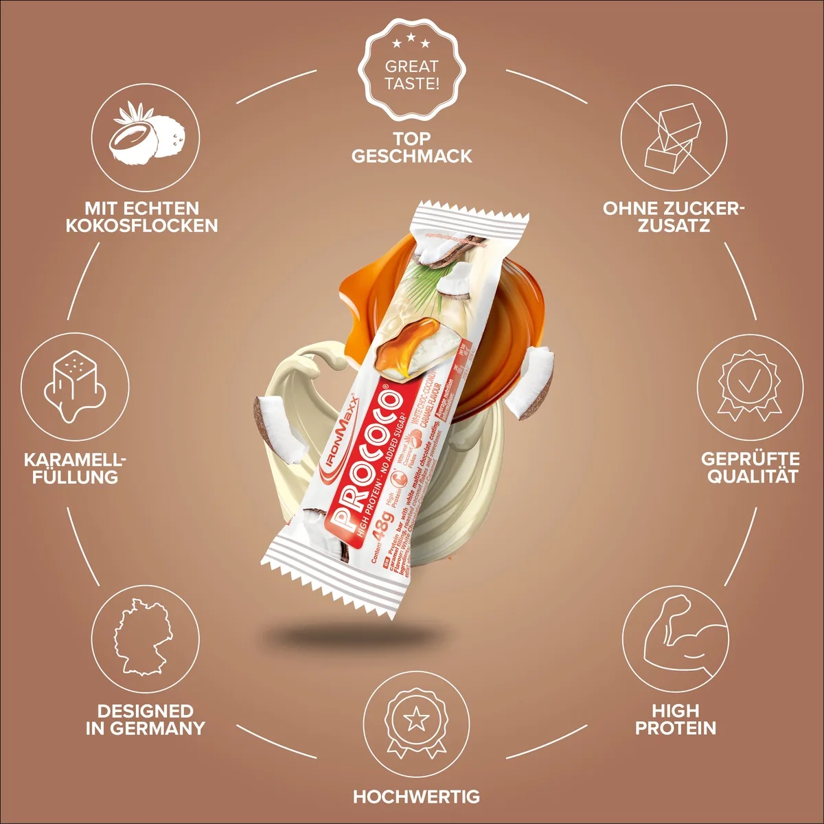 Prococo® (24x48g) - White Choc  Coconut Caramel – Bild 6