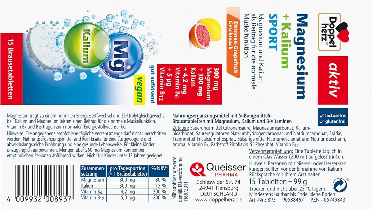 Magnesium + Kalium Sport (15 Brausetabletten) – Bild 2