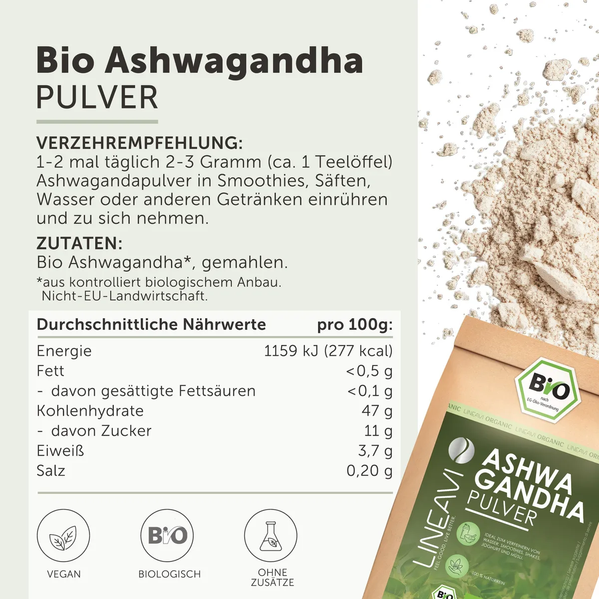 Ashwagandhapulver bio (1000g) – Bild 5