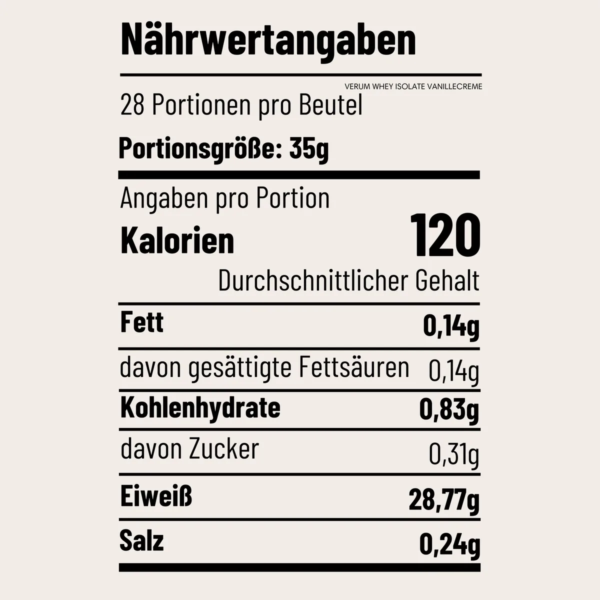 VERUM WHEY ISOLATE - 1kg Schokoladenmilch – Bild 2