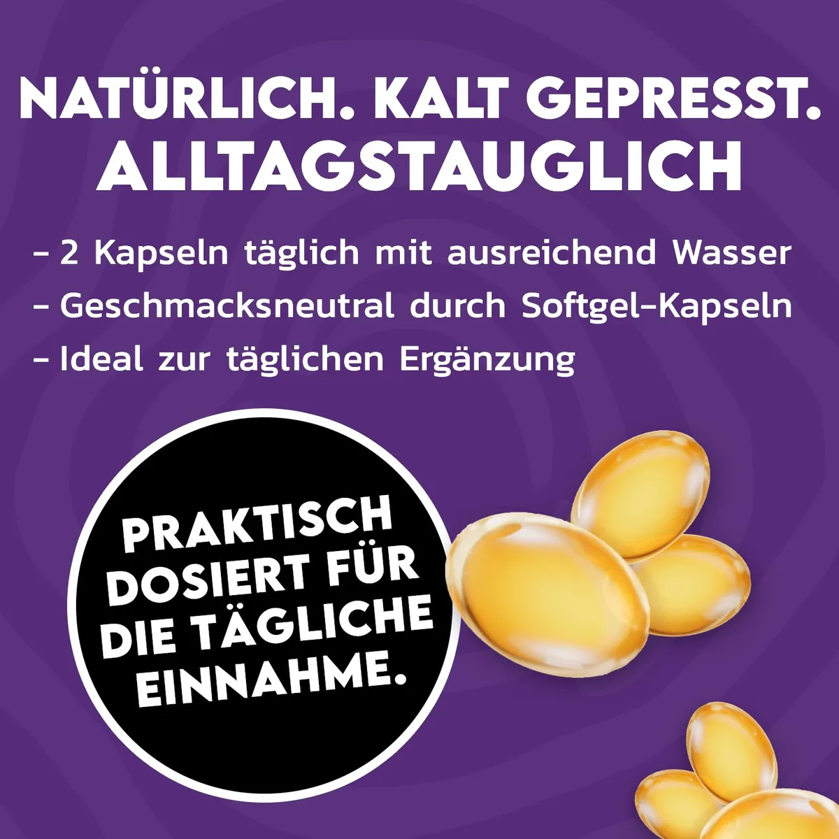 INLEAD - Schwarzkümmelöl Caps | Kaltgepresstes Schwarzkümmelöl mit Vitamin E | 1000mg pro Tagesportion | Vegan, Glutenfrei & Laktosefrei - 120 Softgel Kapseln – Bild 4