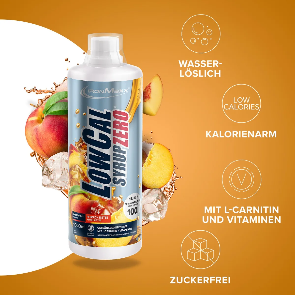 LowCal Syrup Zero (1000ml) - Pfirsich-Eistee – Bild 3