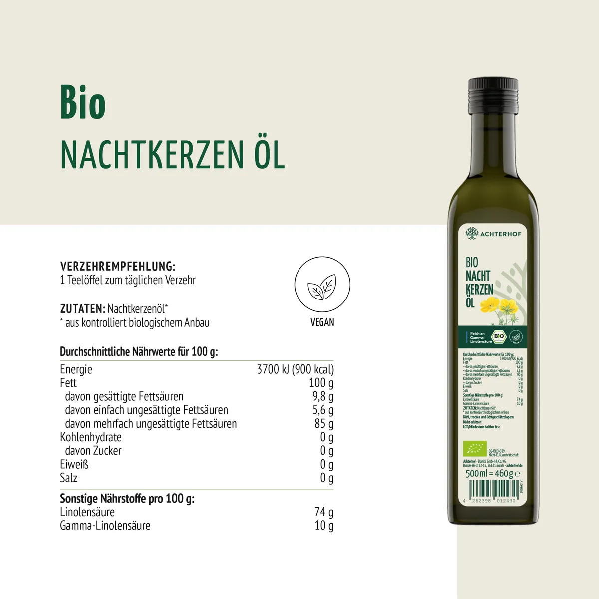 Bio Nachtkerzenöl (500ml) – Bild 6