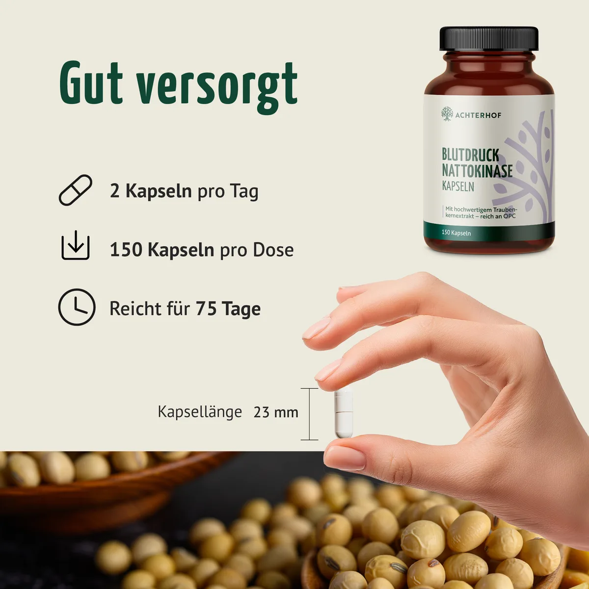 Blutdruck Nattokinase Kapseln (150 Kapseln) – Bild 4