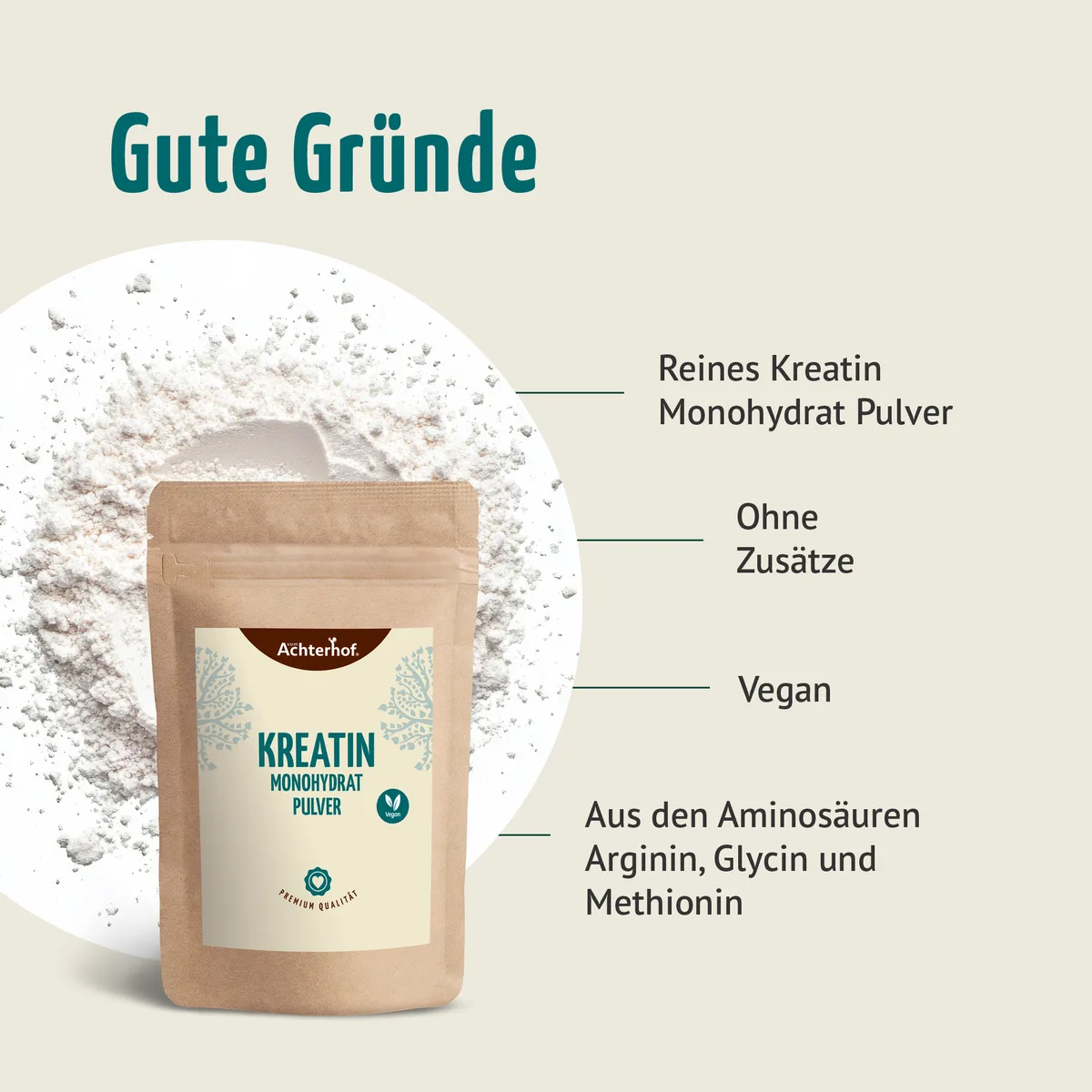 Kreatin Monohydrat Pulver (100g) – Bild 4
