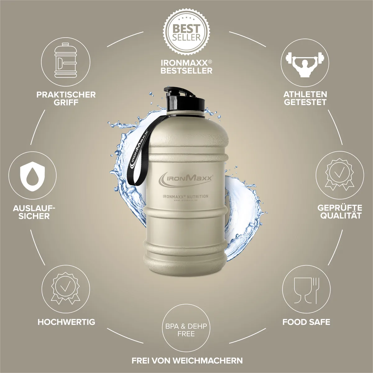 Water Gallon (2200ml) - Matt Solid Sandstone Beige – Bild 6