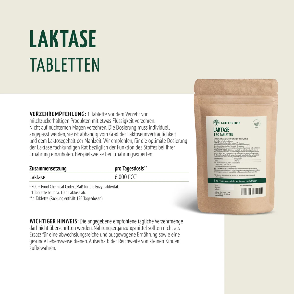 Laktase Tabletten (120 Tabletten) – Bild 5