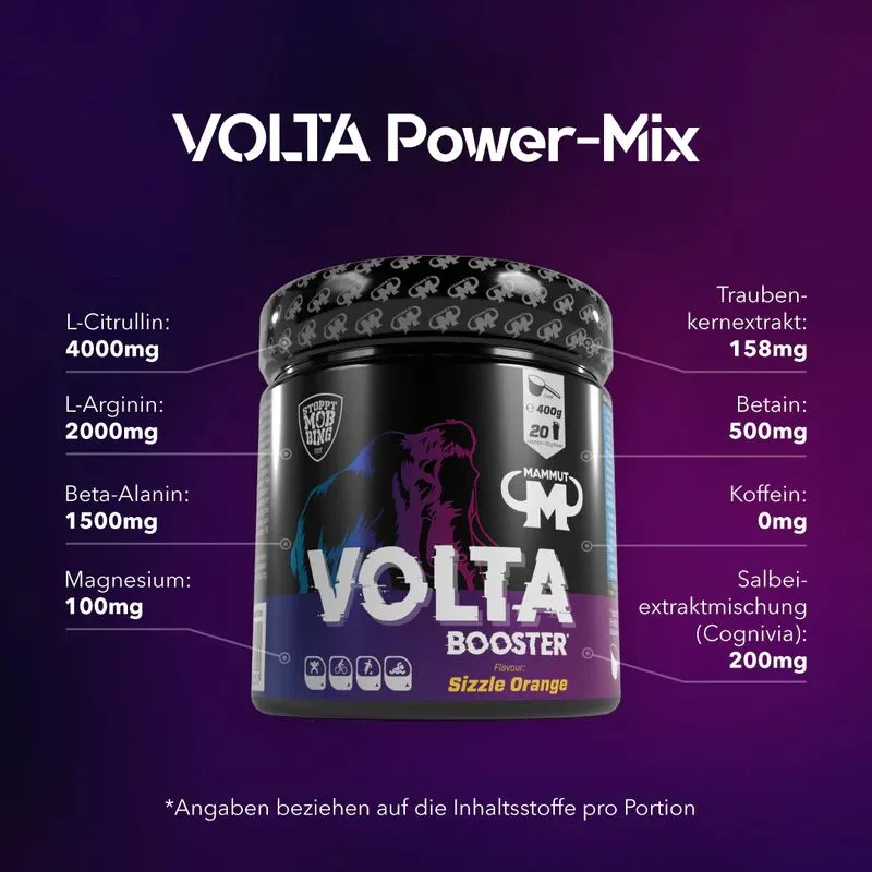 Volta Pre-Workout Booster Sizzle Orange (400g) – Bild 3