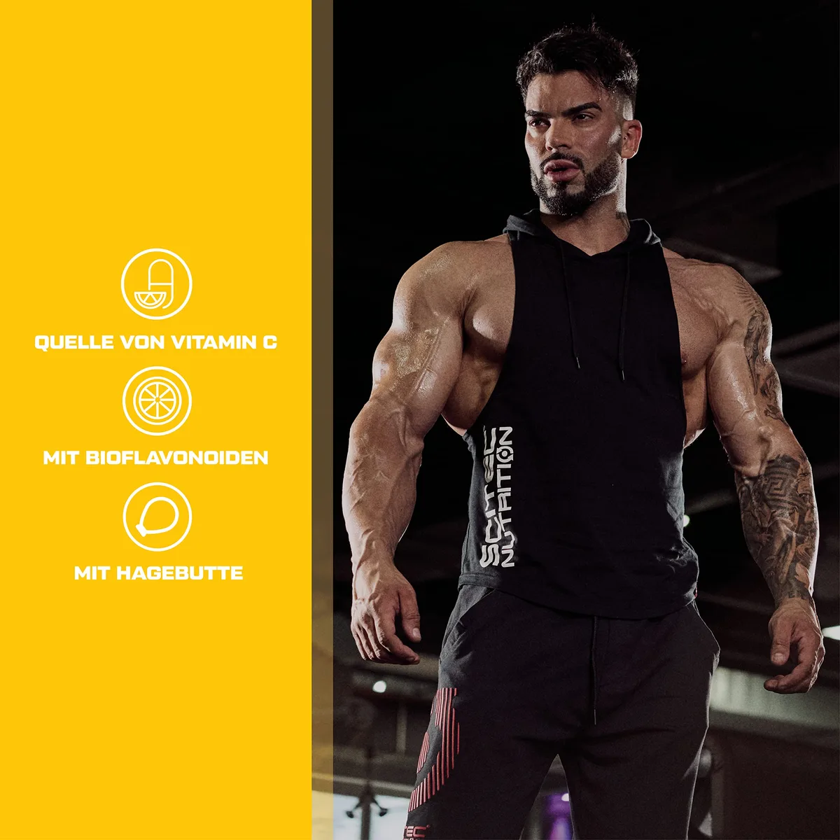 Scitec Nutrition C 1000 + Bioflavonoids, Nahrungsergänzungsmittel Kapseln mit Vitamin C, Hagebutte und Bioflavonoiden, 100 Kapseln – Bild 3