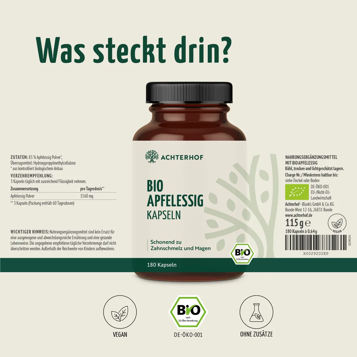Bio Apfelessig Kapseln (180 Kapseln) – Bild 7