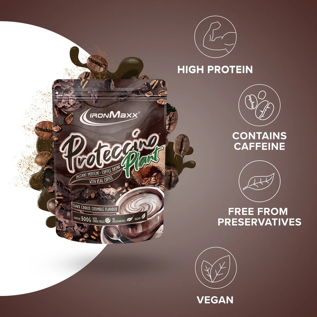 Proteccino Plant (500g) - Dark Cookie Crumble – Bild 7