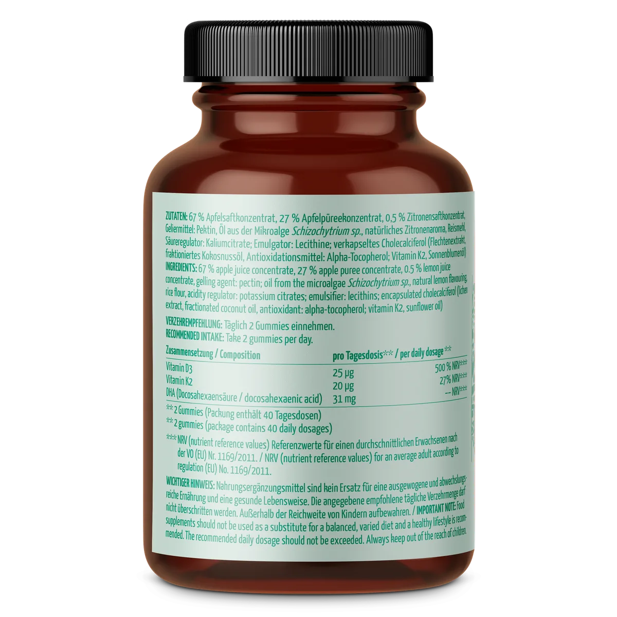 Saftgold D3/K2 Gummies Apfel Zitrone + DHA (80 Stück) – Bild 3