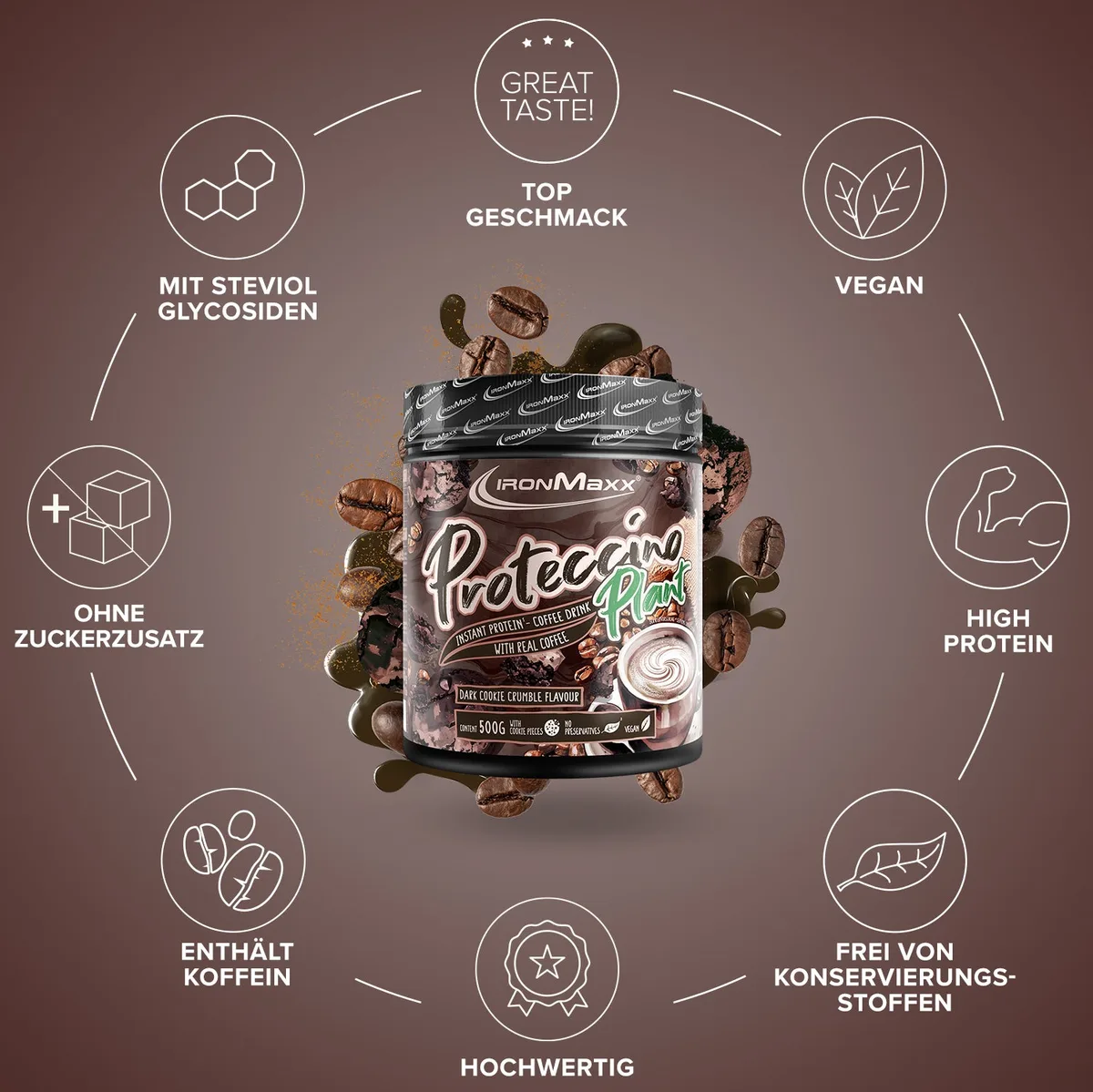 Proteccino Plant (500g) - Dark Cookie Crumble – Bild 5