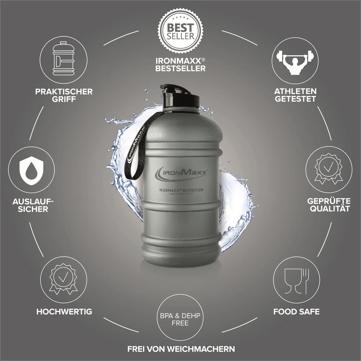 Water Gallon (2200ml) - Matt Transparent Frosted Ash Grey – Bild 6