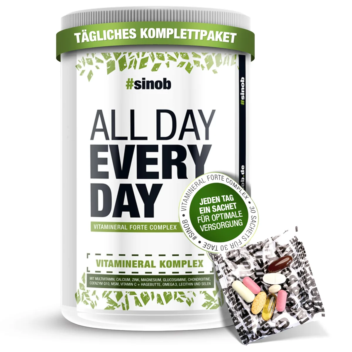 All Day Every Day - Multivitamine und Mineralstoffe. Nahrungsergänzung mit Mikronährstoffen wie Omega-3, Coenzym Q10, A-Z Vitamine, Lecithin, Magnesium, Zink 1 x 30 Päckchen á 8 Einheiten.