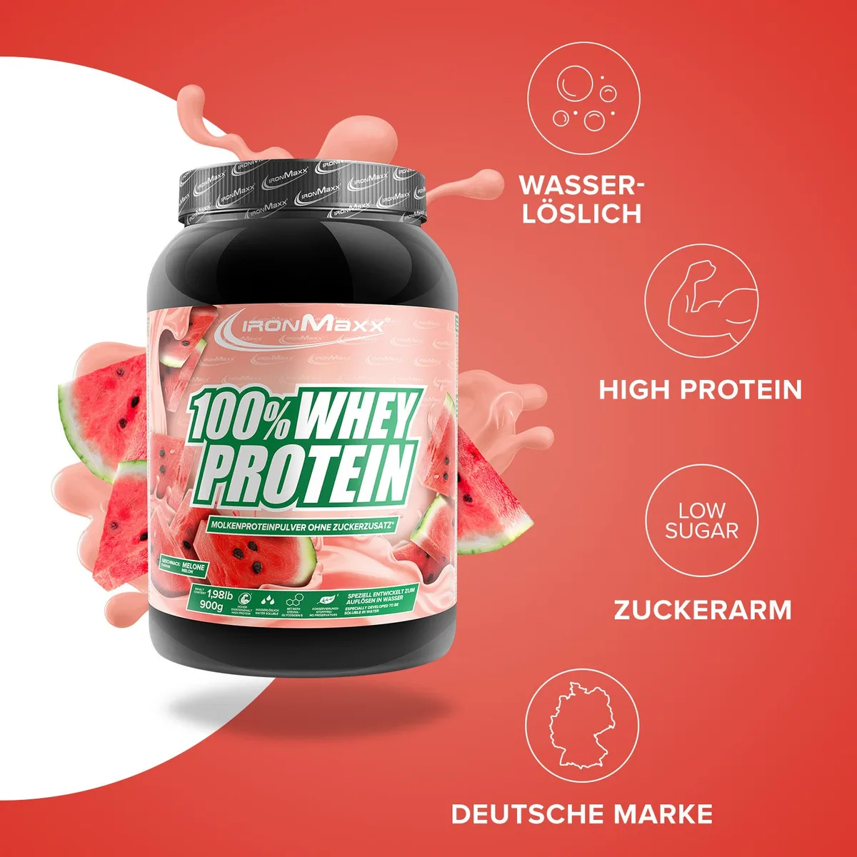 100% Whey Protein (900g) - Melone – Bild 2