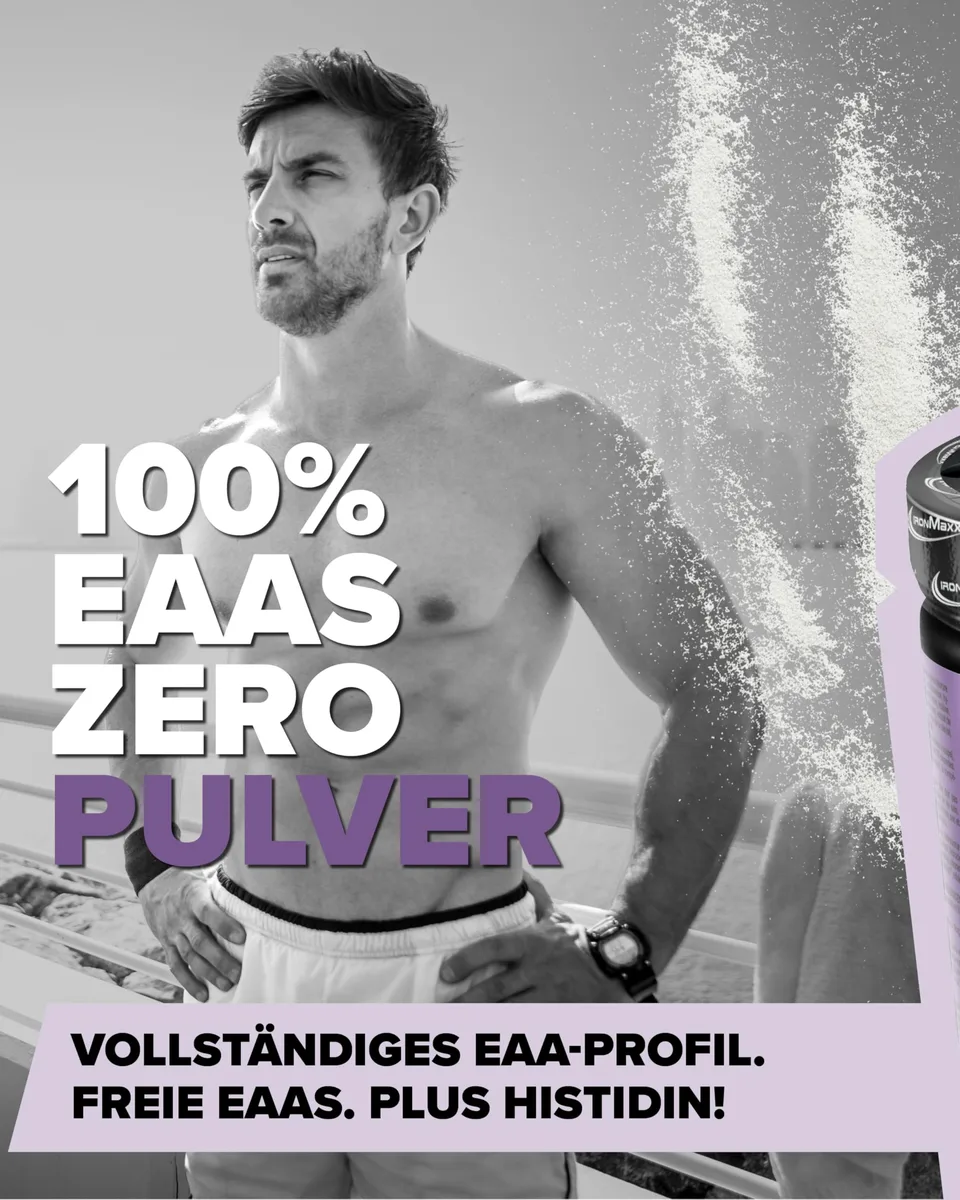 IronMaxx 100% EAAs Zero Wildberry 500g - EAAs Pulver hochdosiert, Vegan und zuckerfrei, 8 essentielle Aminosäuren zur Ergänzung deiner Sporternährung – Bild 2