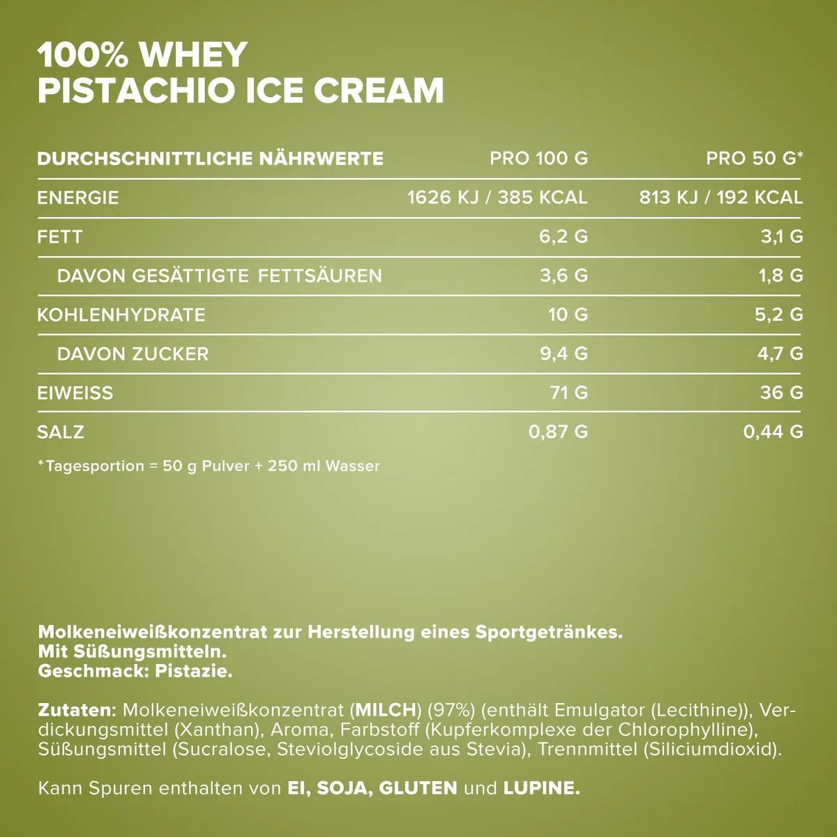 100% Whey Protein (500g) - Ice Cream Pistacchio – Bild 4