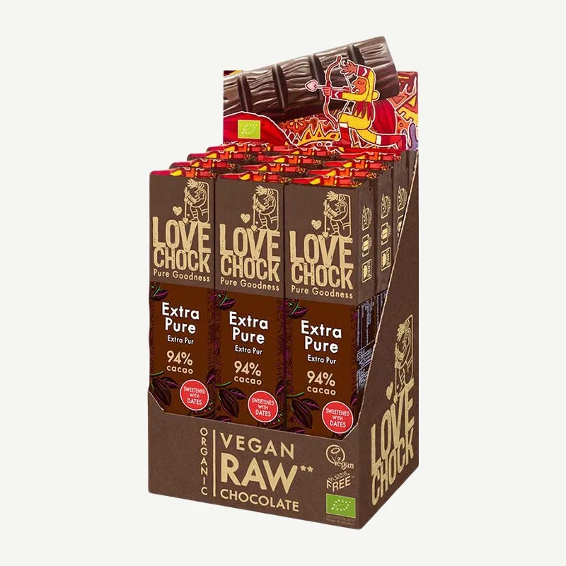 Lovechock rohe Bio-Schokolade Bars Kakaosplitter / 12 x 40 g