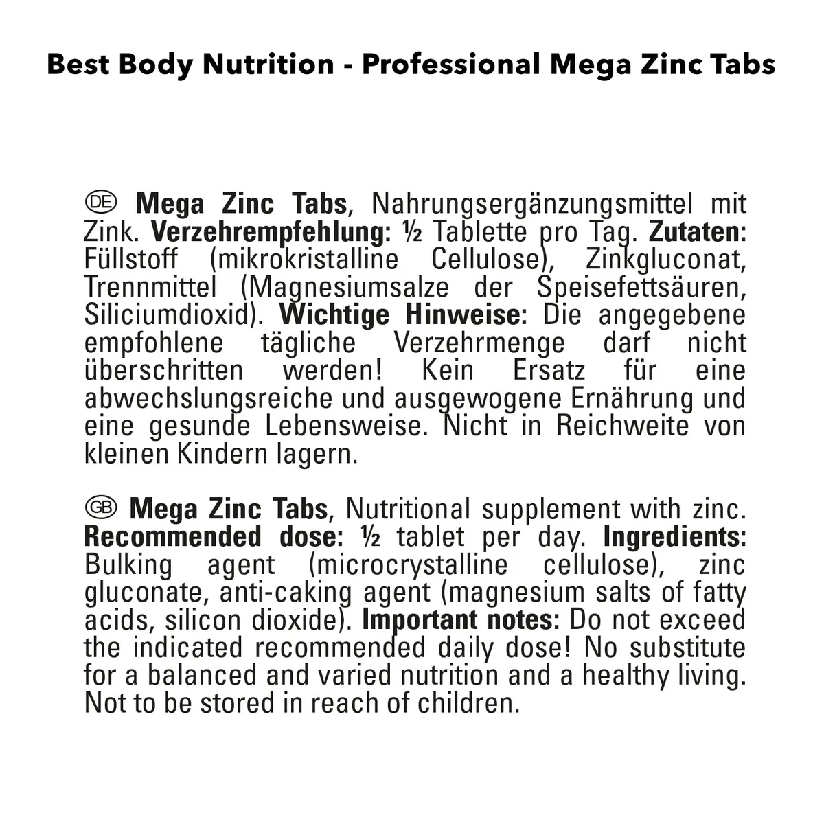 Zinc Tabs (150 Tabletten) – Bild 2