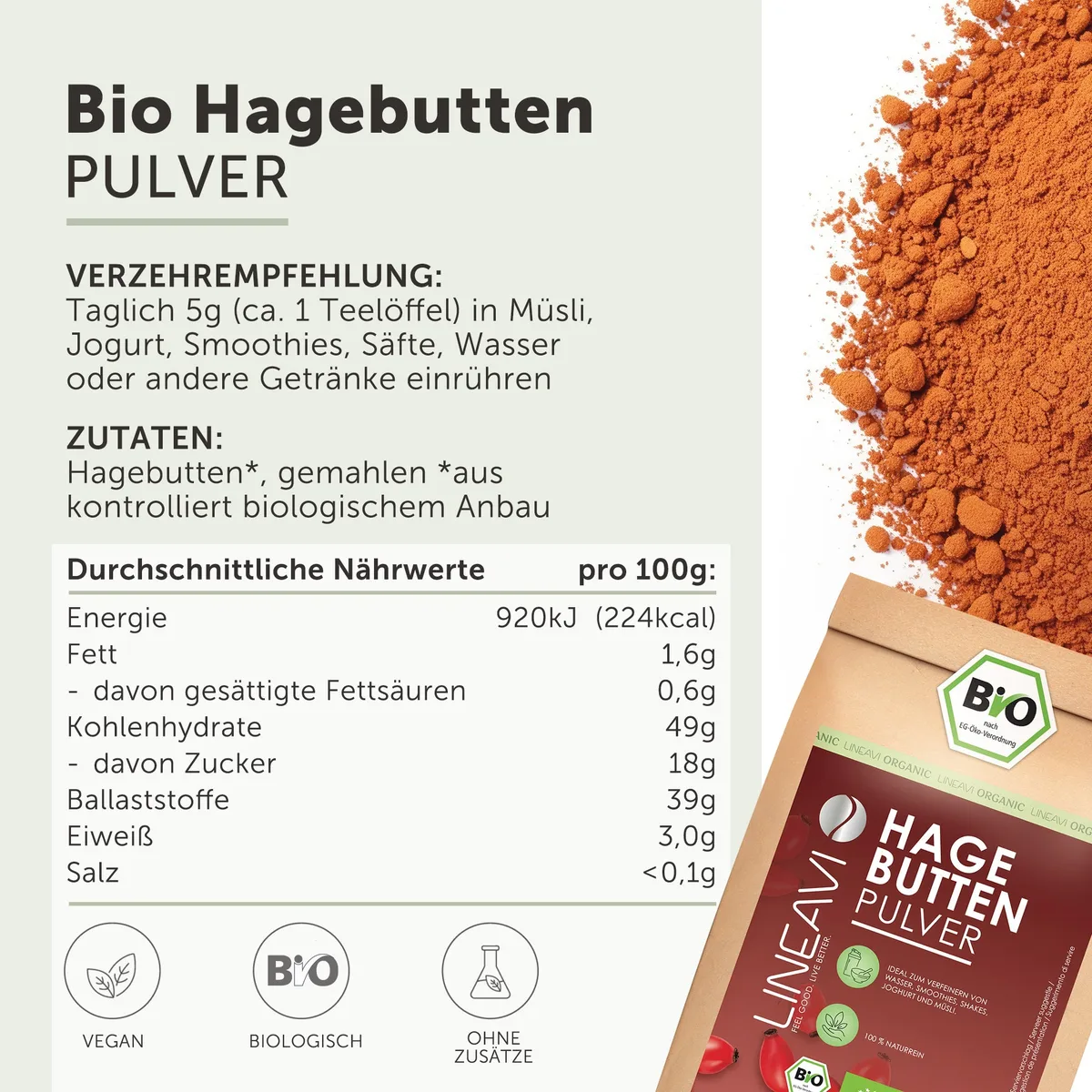 Hagebuttenpulver bio (1000g) – Bild 6