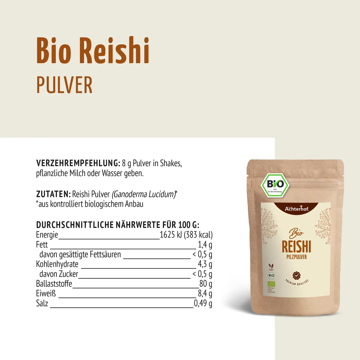 Bio Reishi Pilzpulver (100g) – Bild 7