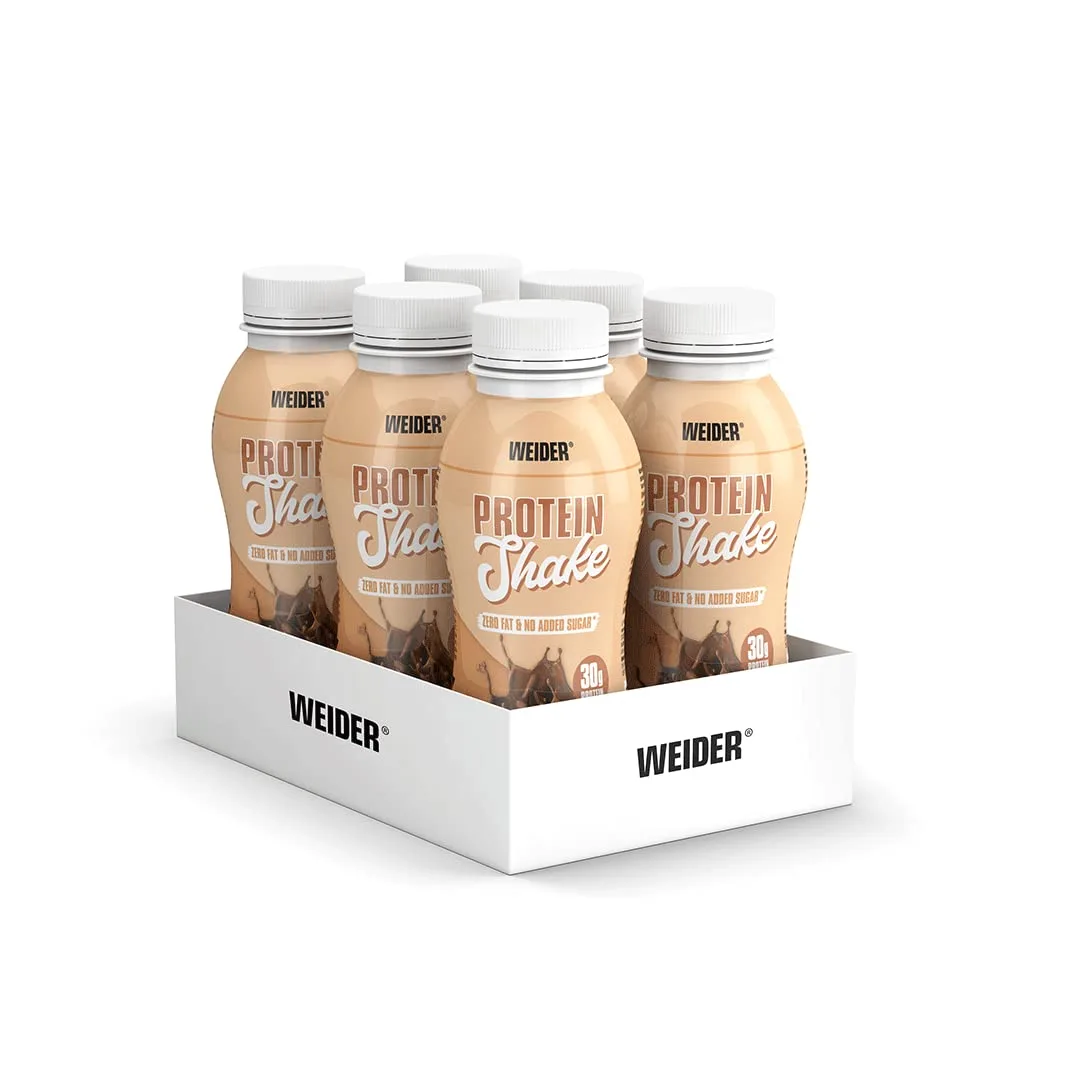WEIDER Protein Shake Ready to Drink 26 g Eiweiß, Fertiggetränk mit Whey und Casein, zuckerarm und laktosefrei, 6 x 330 ml Schokolade