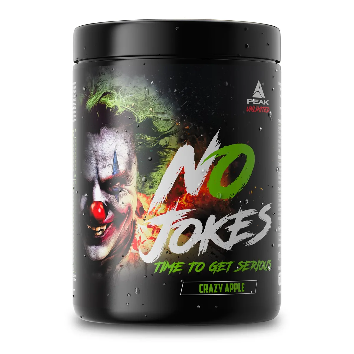 PEAK No Jokes - 600g Geschmack Crazy Apple I 30 Portionen I Concentrated Pre Workout Booster mit L-Citrullin, L-Arginin HCl, Koffein und Beta Alanin für Pump und Fokus I vegan