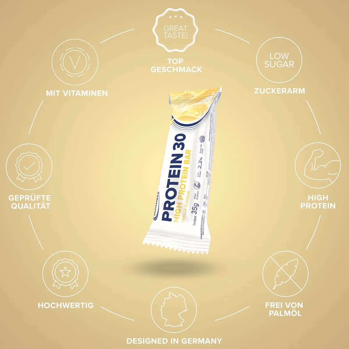 Protein 30 Protein Riegel (24x35g) - Vanille – Bild 5